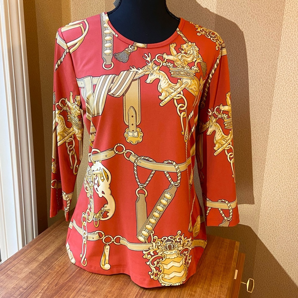 J. McLaughlin NWT 3/4 Sleeve Print T, Medium
